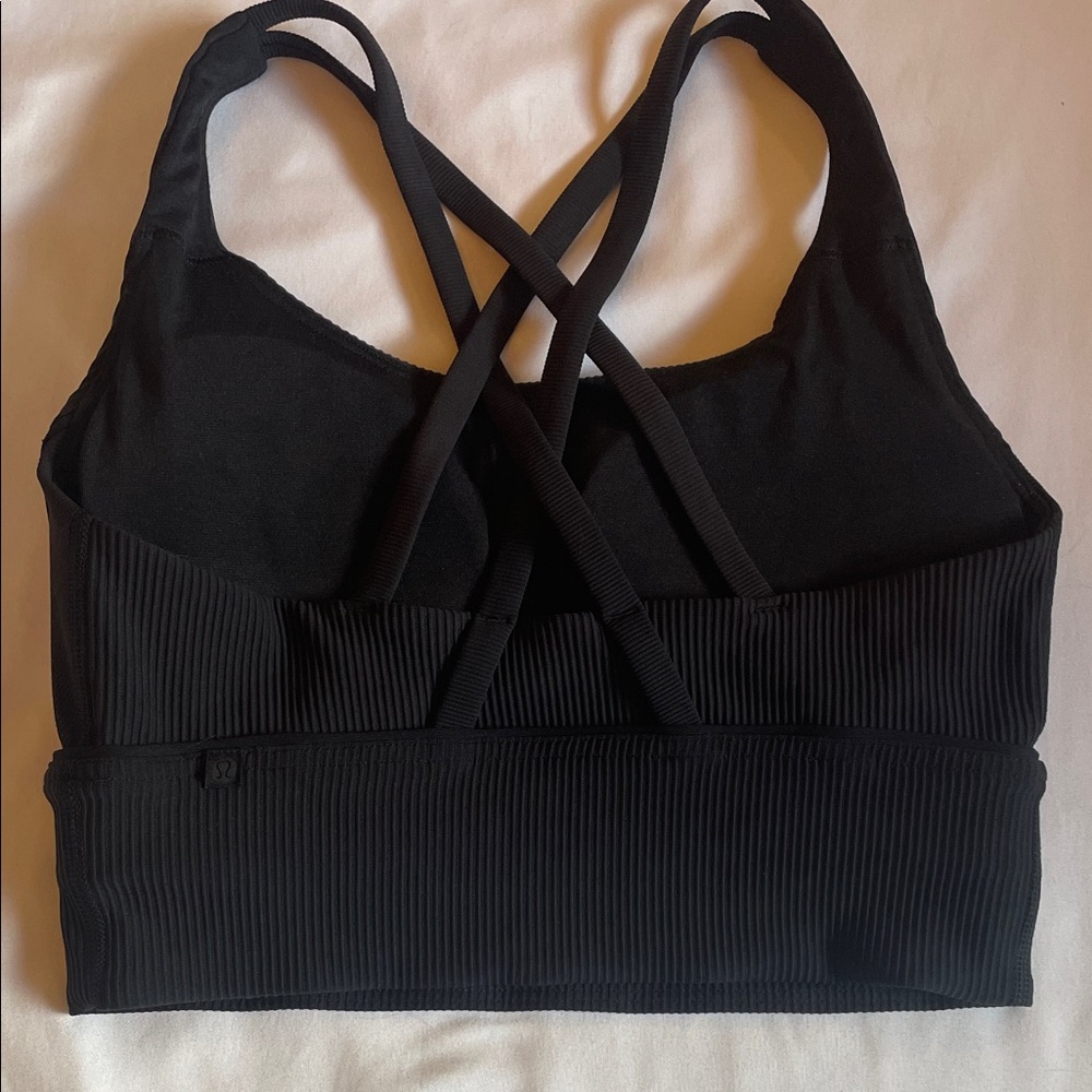 lululemon athletica Black Ribbed Crisscross Sports Bra